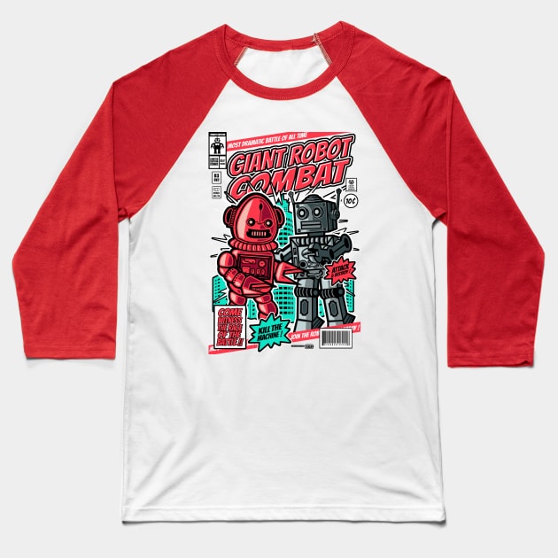 Giant Robot Combat Baseball T-Shirt by Dark Planet Tees